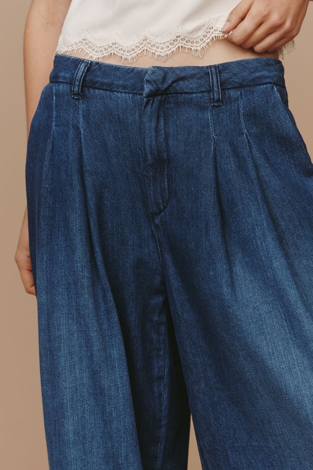 The Avery Elastic-Back Wide-Leg Pleated Trousers by Maeve #2