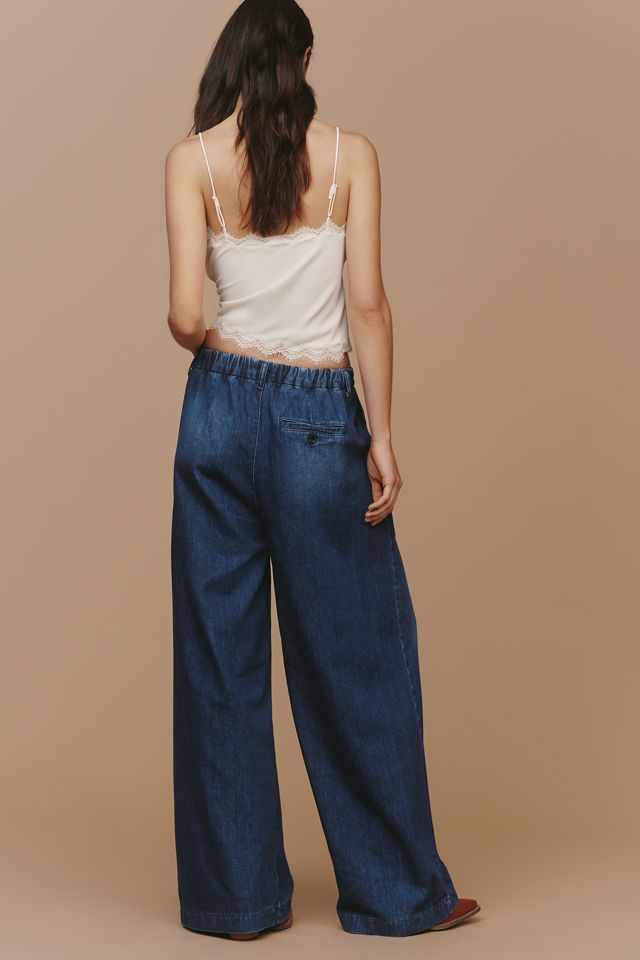 The Avery Elastic-Back Wide-Leg Pleated Trousers by Maeve #3
