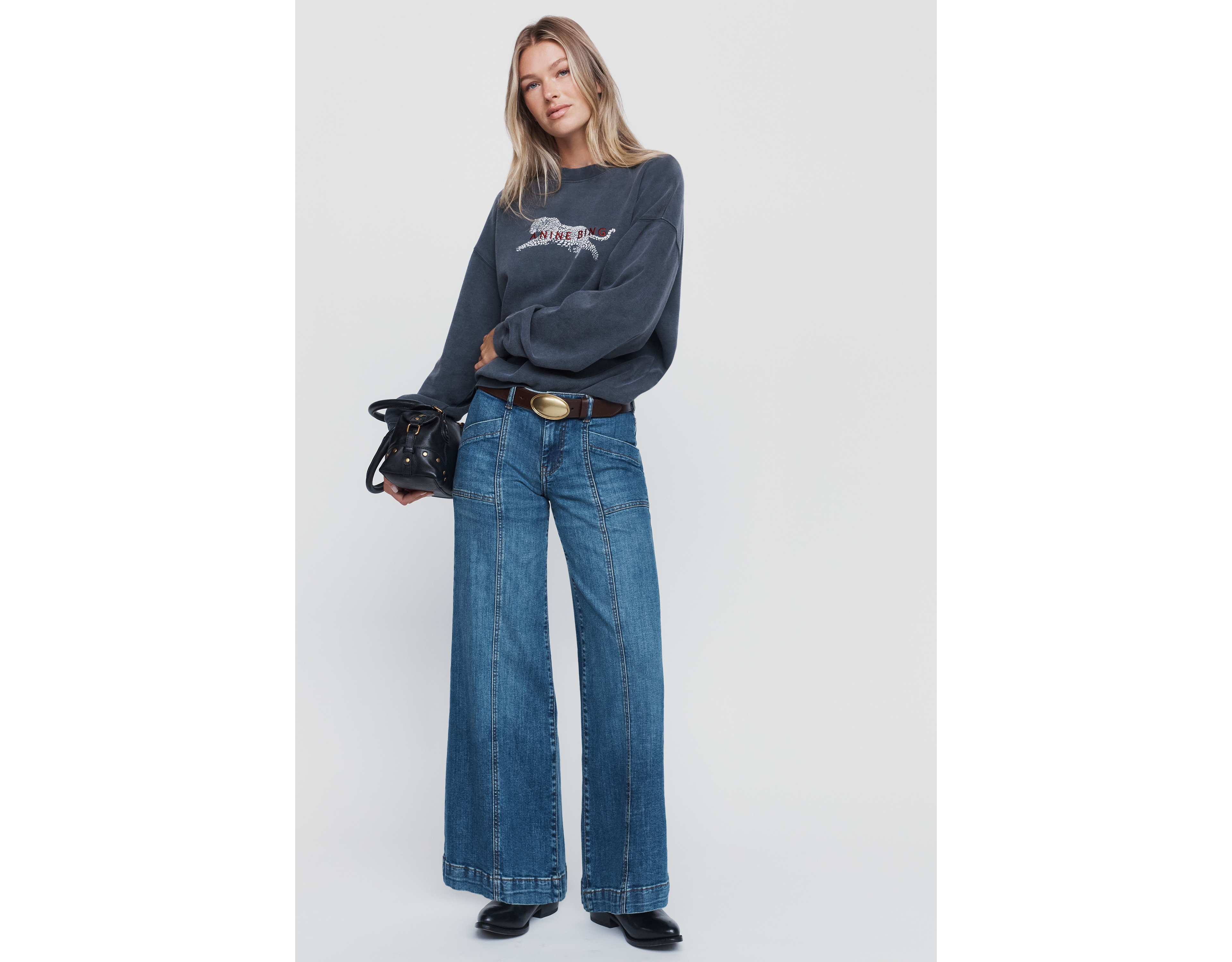 Pilcro Nico Mid Rise Flare Leg Jeans