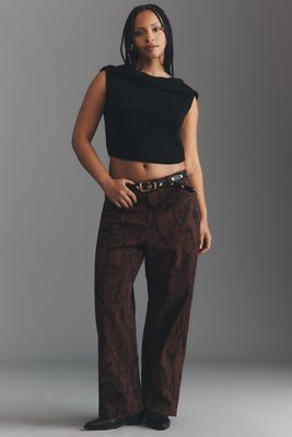 Eloquii Plus Snake Print High-Rise Wide-Leg Pants