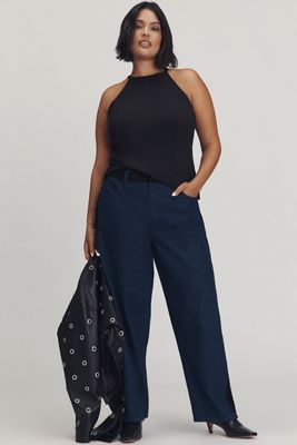 Eloquii Plus Faux-Suede High-Rise Wide-Leg Pants