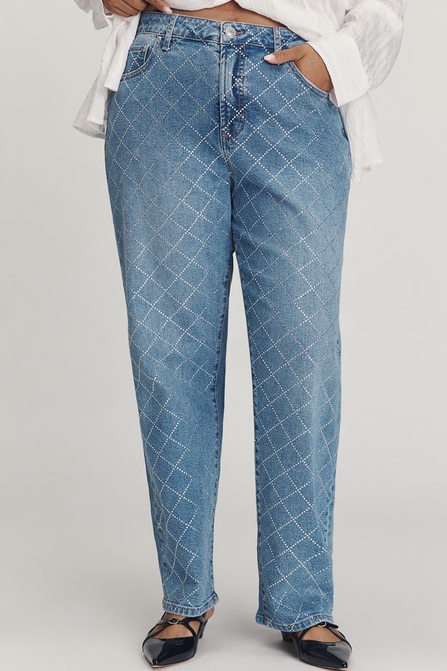 Eloquii Plus Diamond Sparkle High-Rise Taper Jeans #1