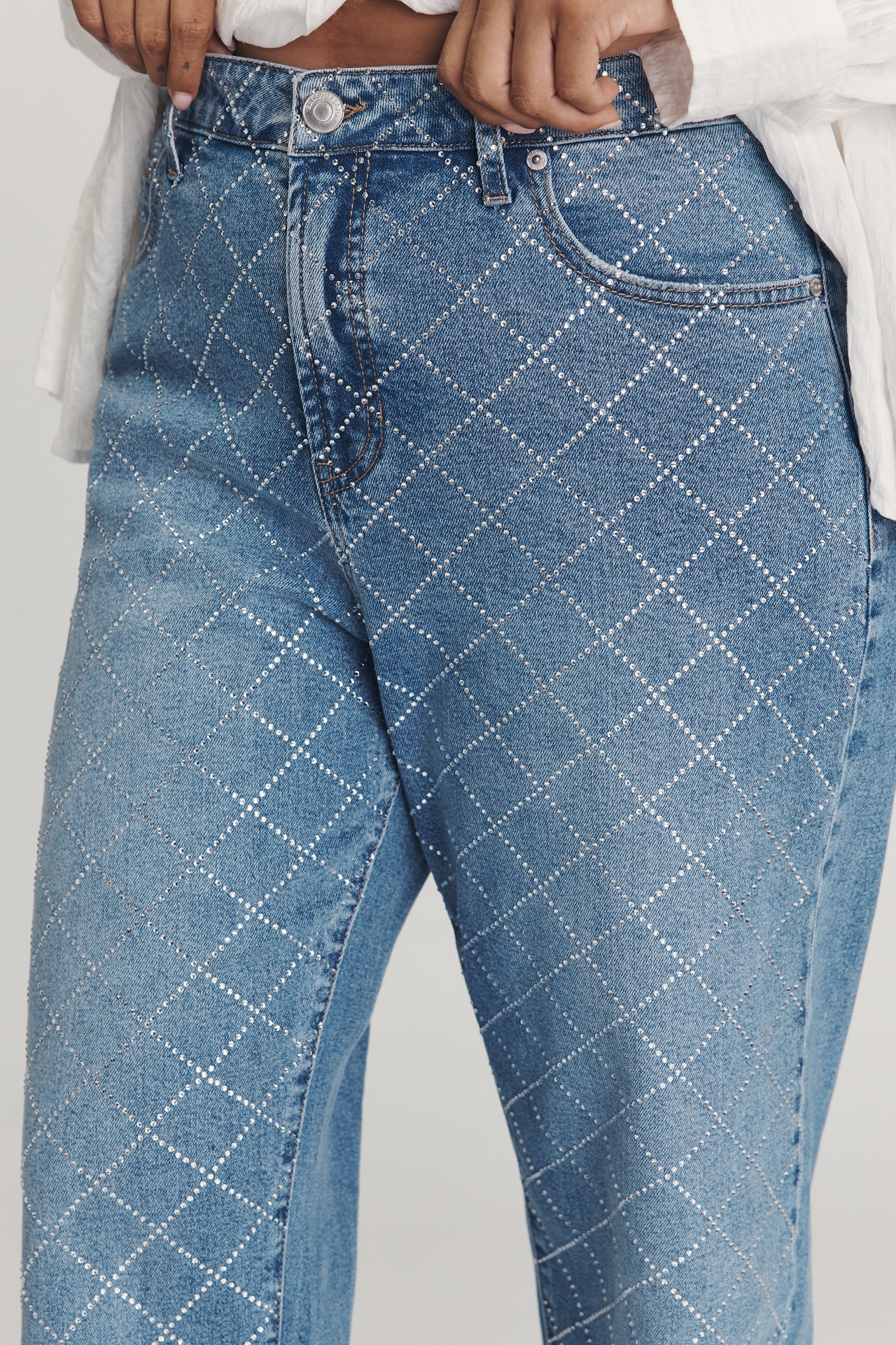 Eloquii Plus Diamond Sparkle High-Rise Taper Jeans