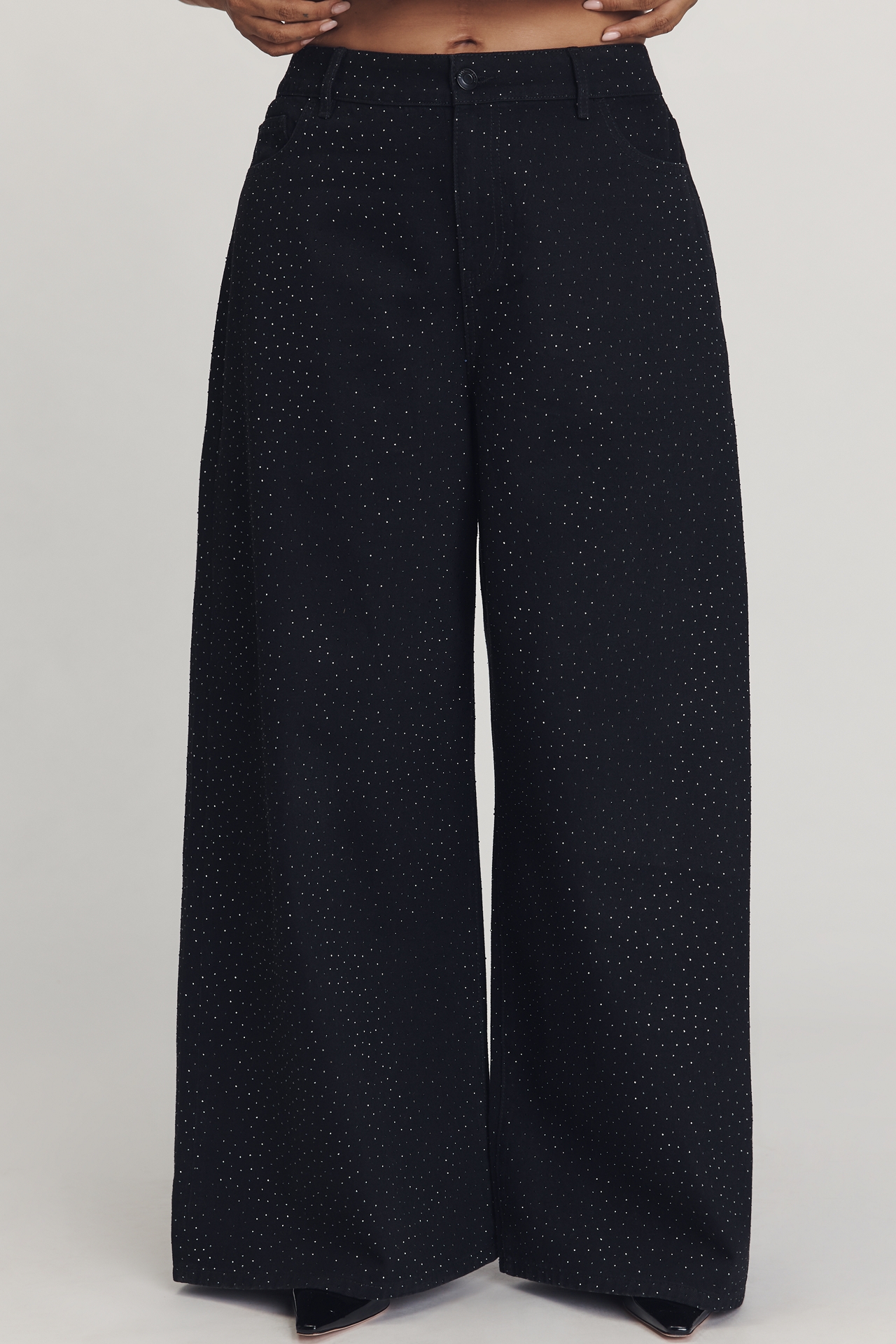Eloquii Plus Embellished High-Rise Wide-Leg Pants