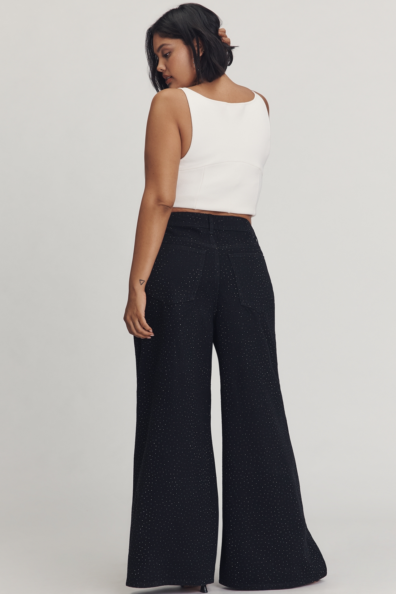 Eloquii Plus Embellished High-Rise Wide-Leg Pants