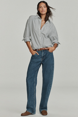 Eb Denim Alida High-rise Loose Bowed Jeans In Blue
