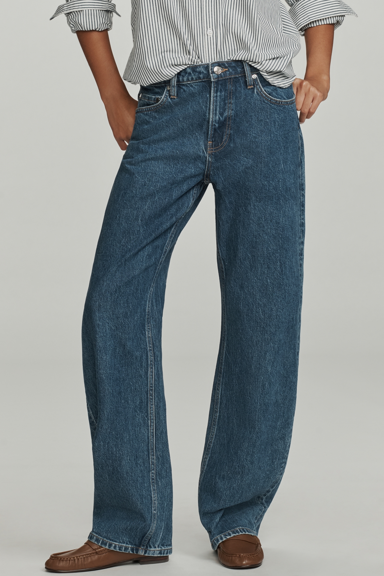EB Denim Alida High-Rise Loose Bowed Jeans