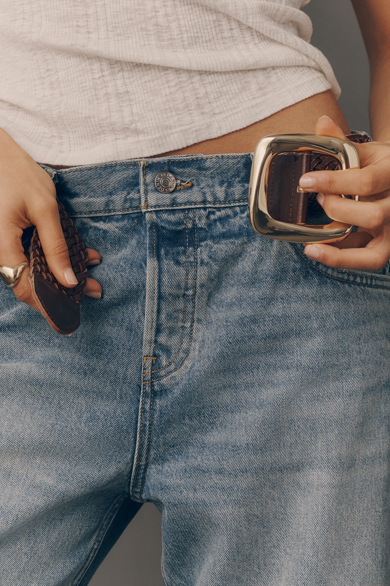 EB Denim Mid-Rise Baggy Wide Leg Jeans