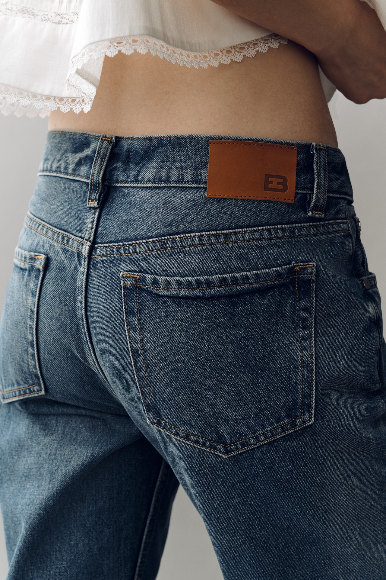 EB Denim Low-Rise Straight Jeans