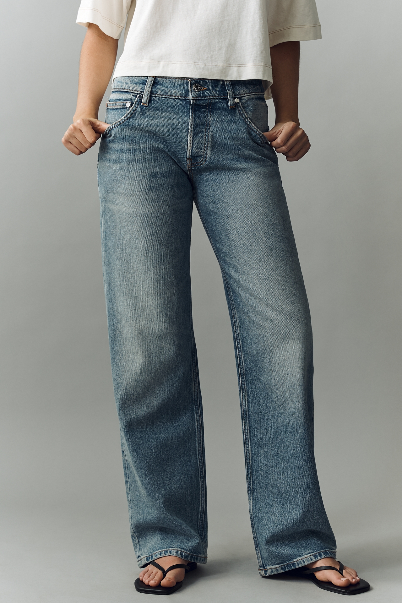 EB Denim Low-Rise Baggy Wide-Leg Jeans