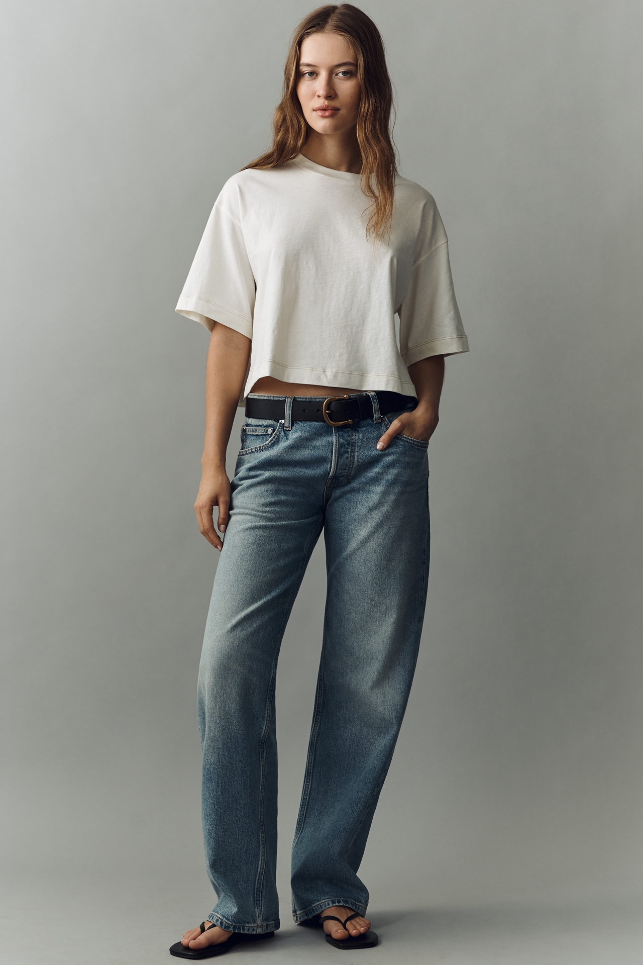 EB Denim Low-Rise Baggy Wide-Leg Jeans