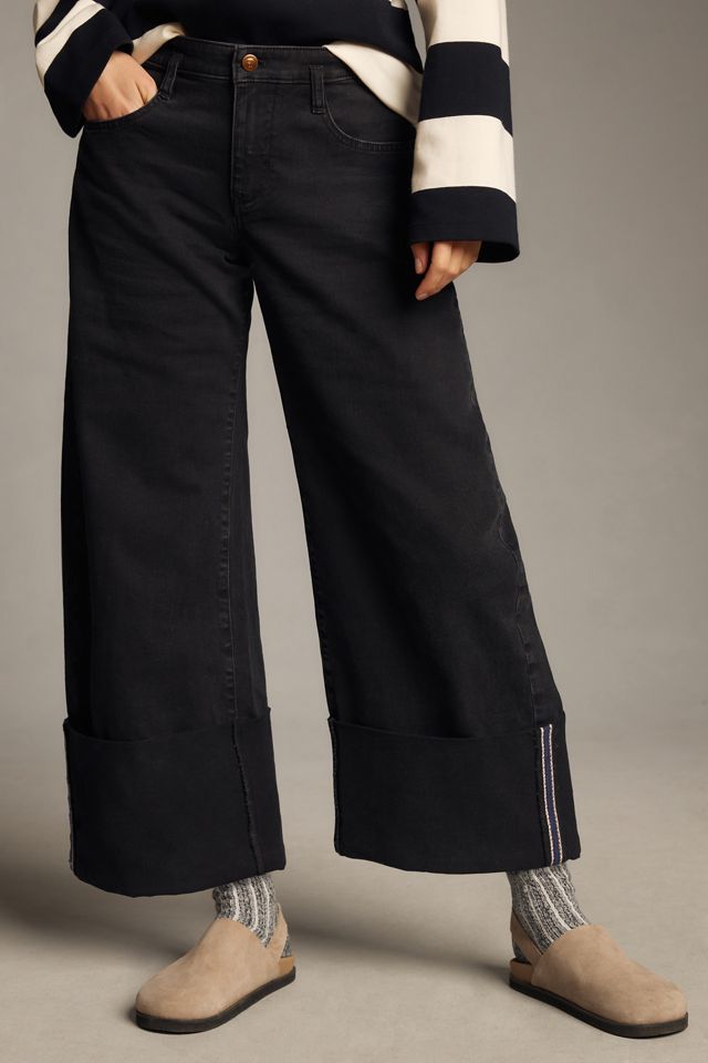 The Sport Cuff Mid-Rise Crop Wide-Leg Jeans by Pilcro | Anthropologie