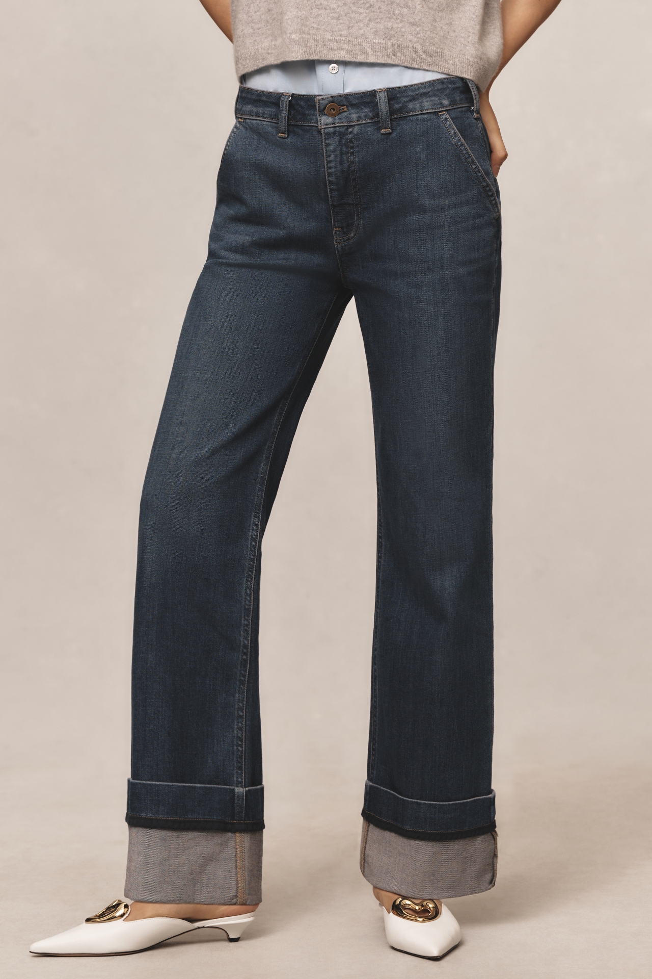 The Francais Mid-Rise Cuffed Jeans by Pilcro