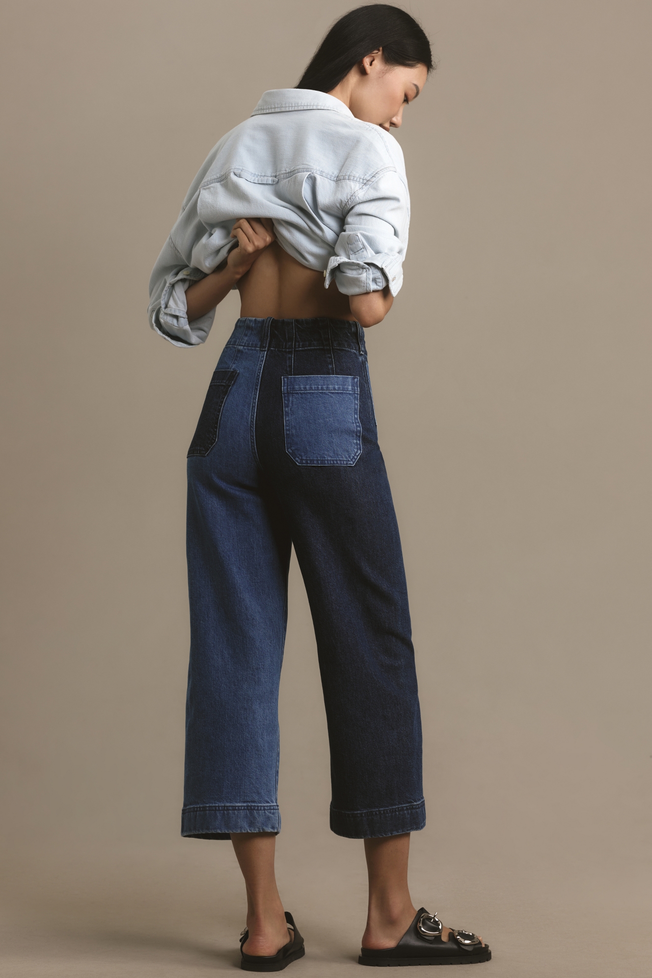 The Colette Cropped Wide-Leg Pants by Maeve: Denim Edition