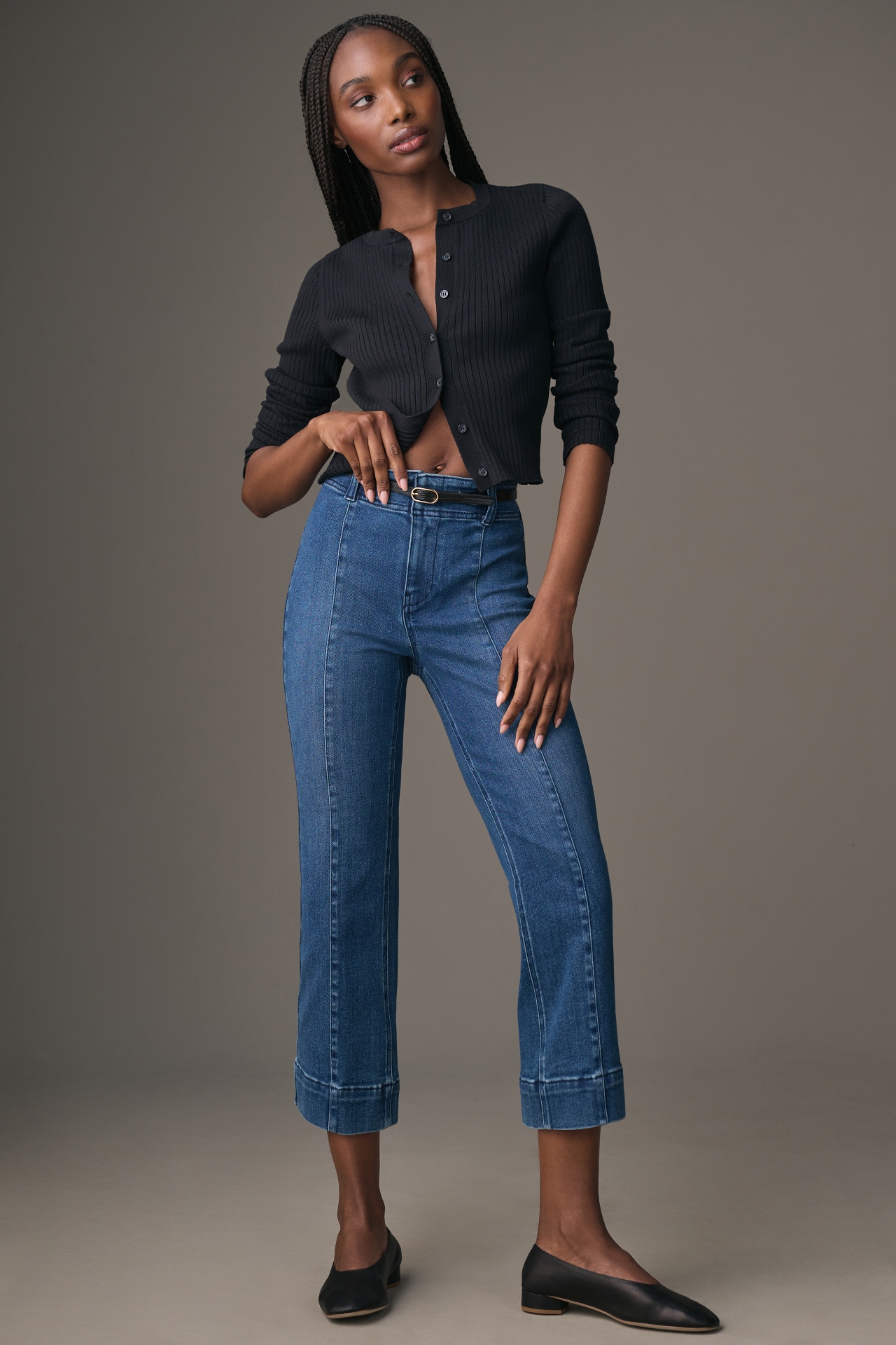 Pilcro Slim 70s High-Rise Crop Flare Jeans