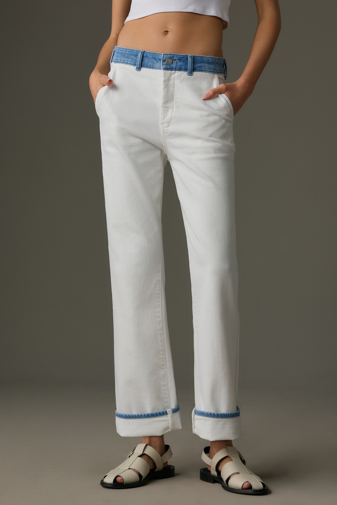 Pilcro Relaxed Cuff High-Rise Straight-Leg Jeans