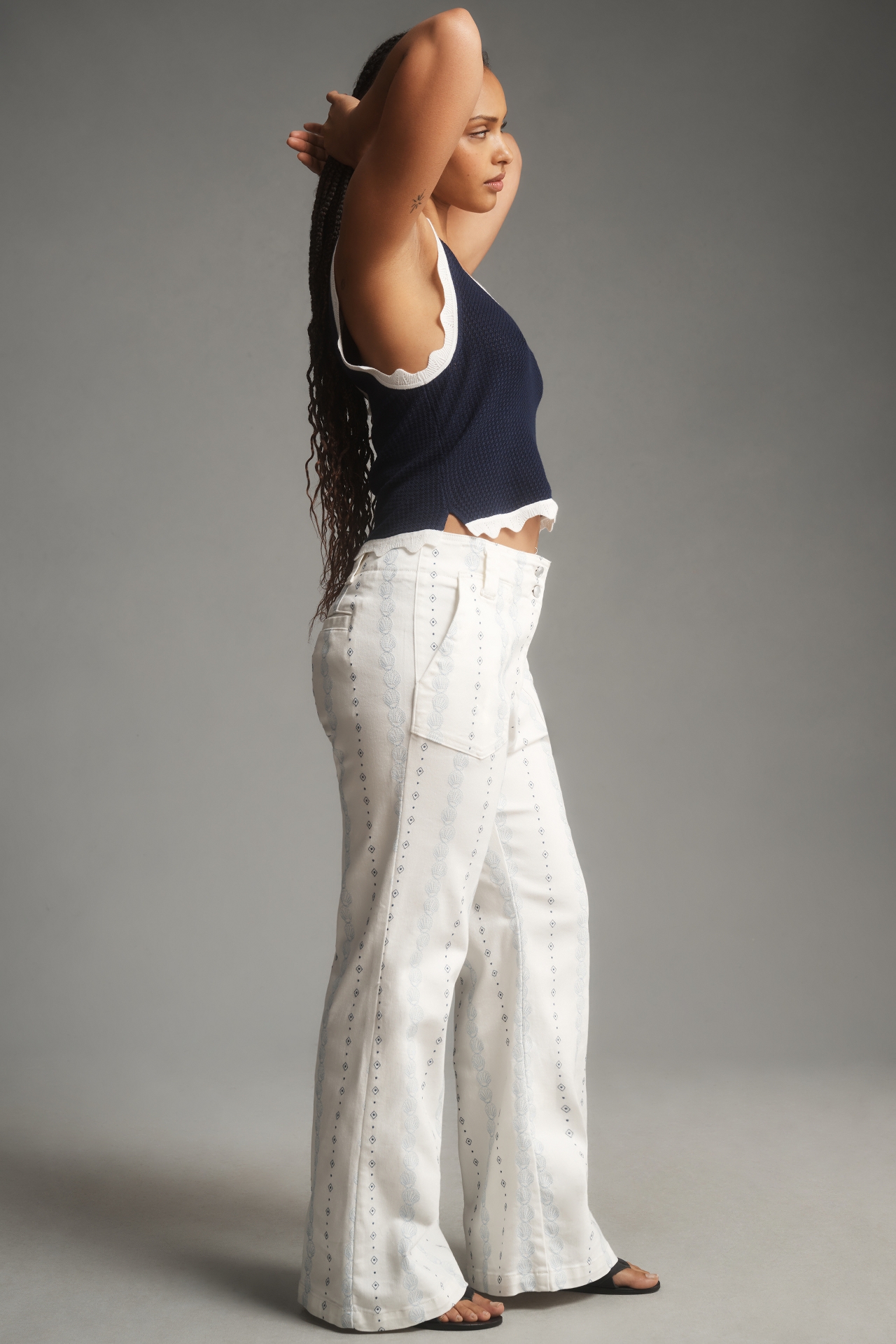 The Naomi High-Rise Flare Jeans by Maeve: Patterned Stripe Edition