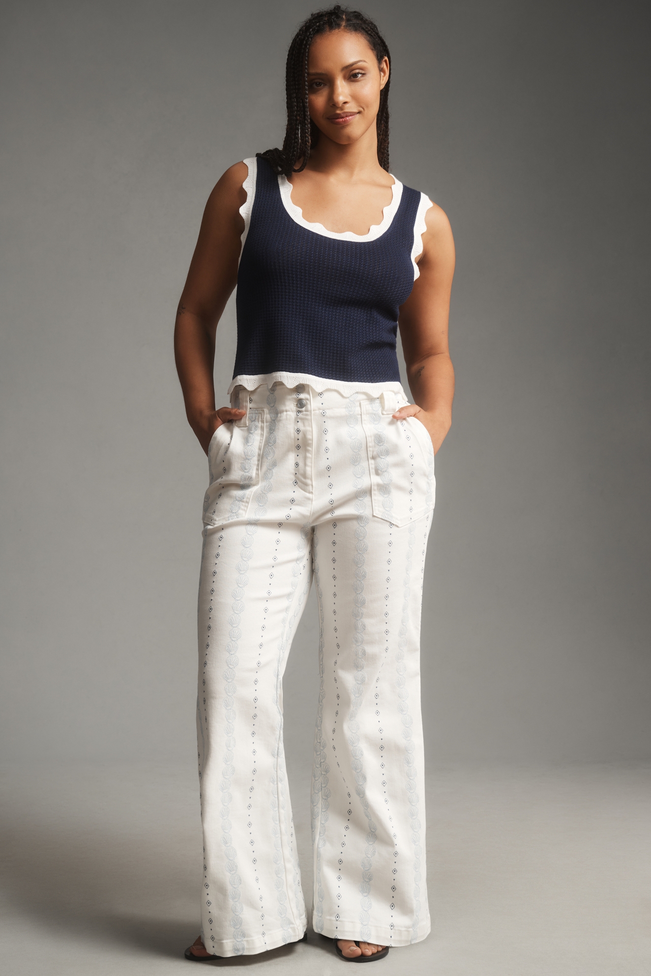 The Naomi High-Rise Flare Jeans by Maeve: Patterned Stripe Edition