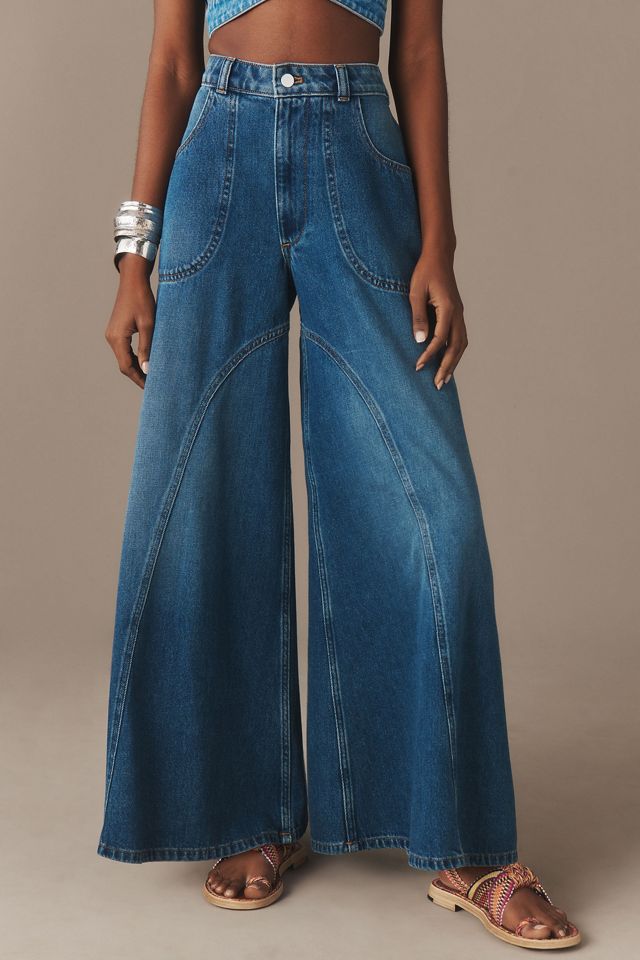 コジャケ Pilcro Godet Palazzo Mid-Rise Wide-Leg Jeans | Anthropologie