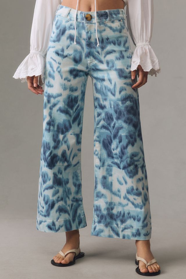 The Ettie High-Rise Crop Wide-Leg Jeans by Maeve: Printed Edition #1