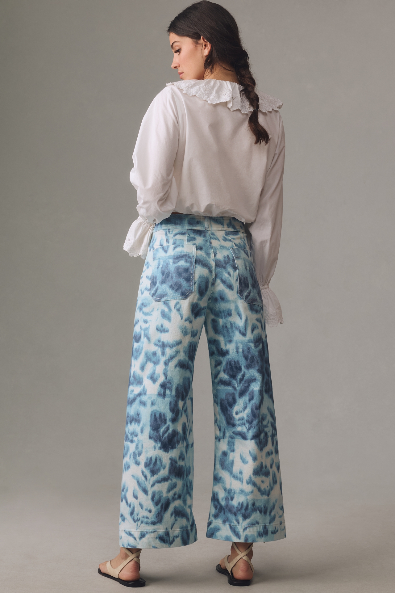 The Ettie High-Rise Crop Wide-Leg Jeans by Maeve: Printed Edition