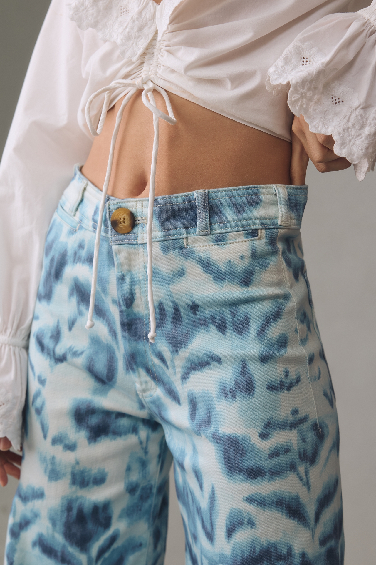 The Ettie High-Rise Crop Wide-Leg Jeans by Maeve: Printed Edition