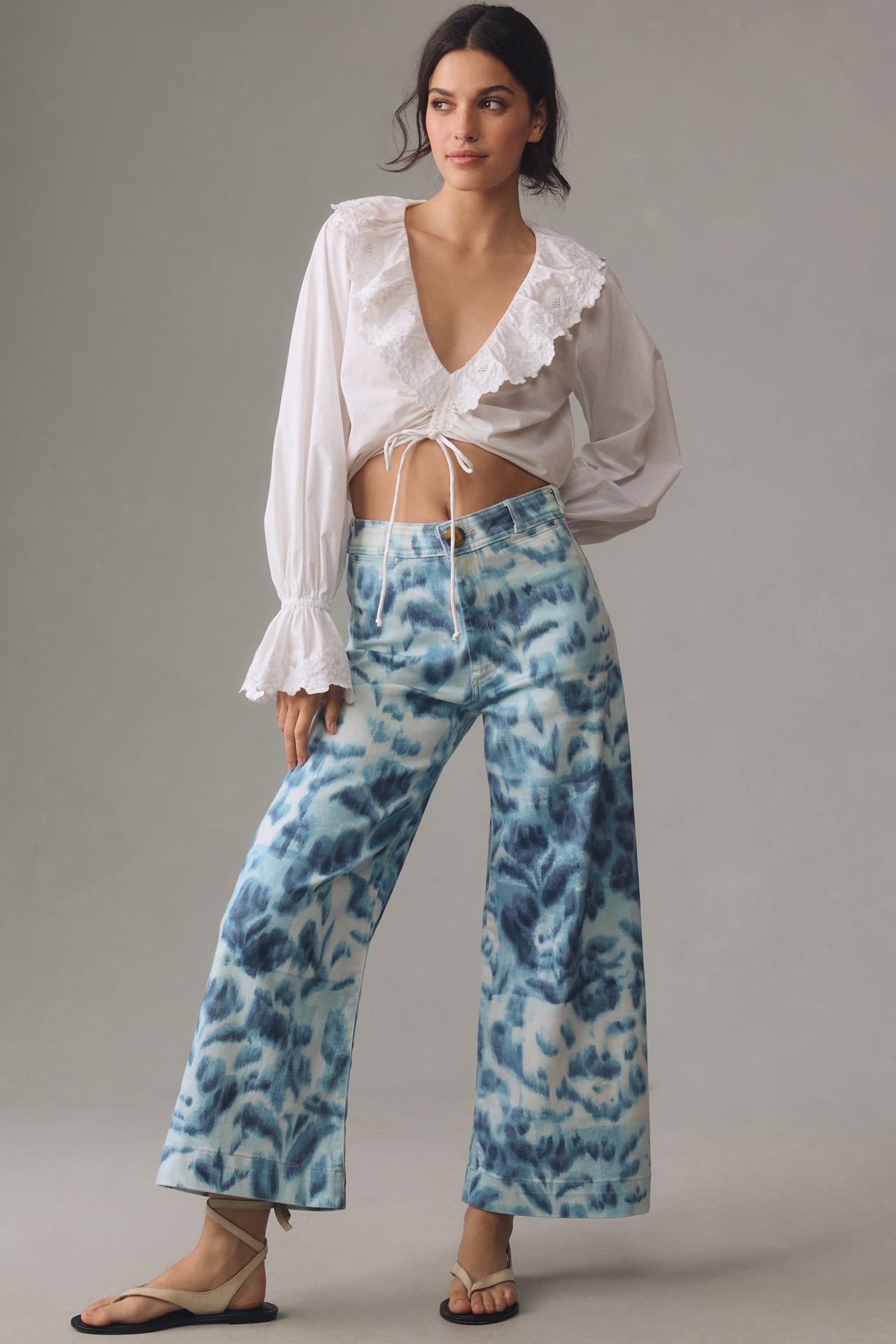 The Ettie High-Rise Crop Wide-Leg Jeans by Maeve: Printed Edition