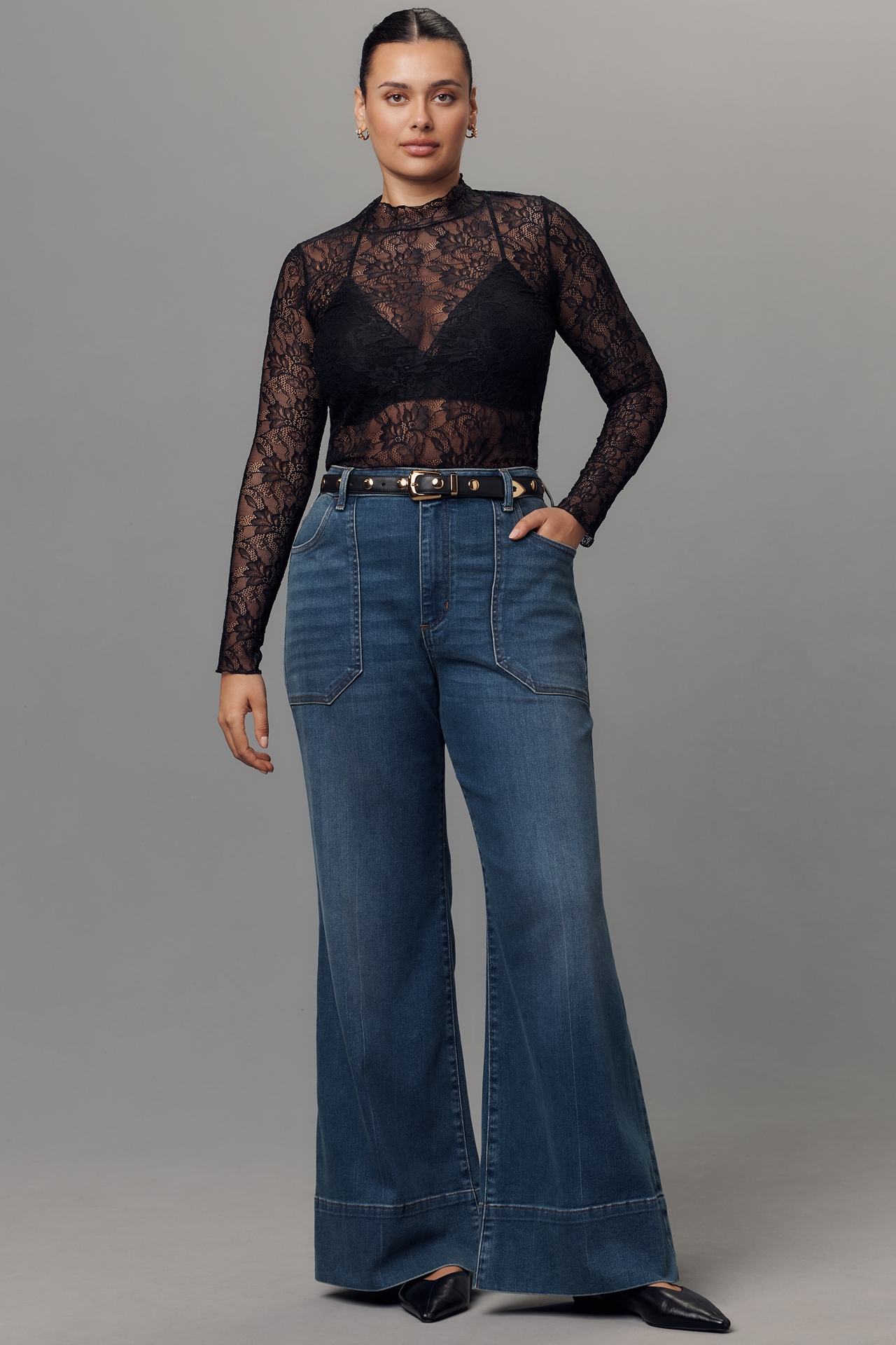 The Rylan Relaxed High-Rise Flare Jeans by Pilcro