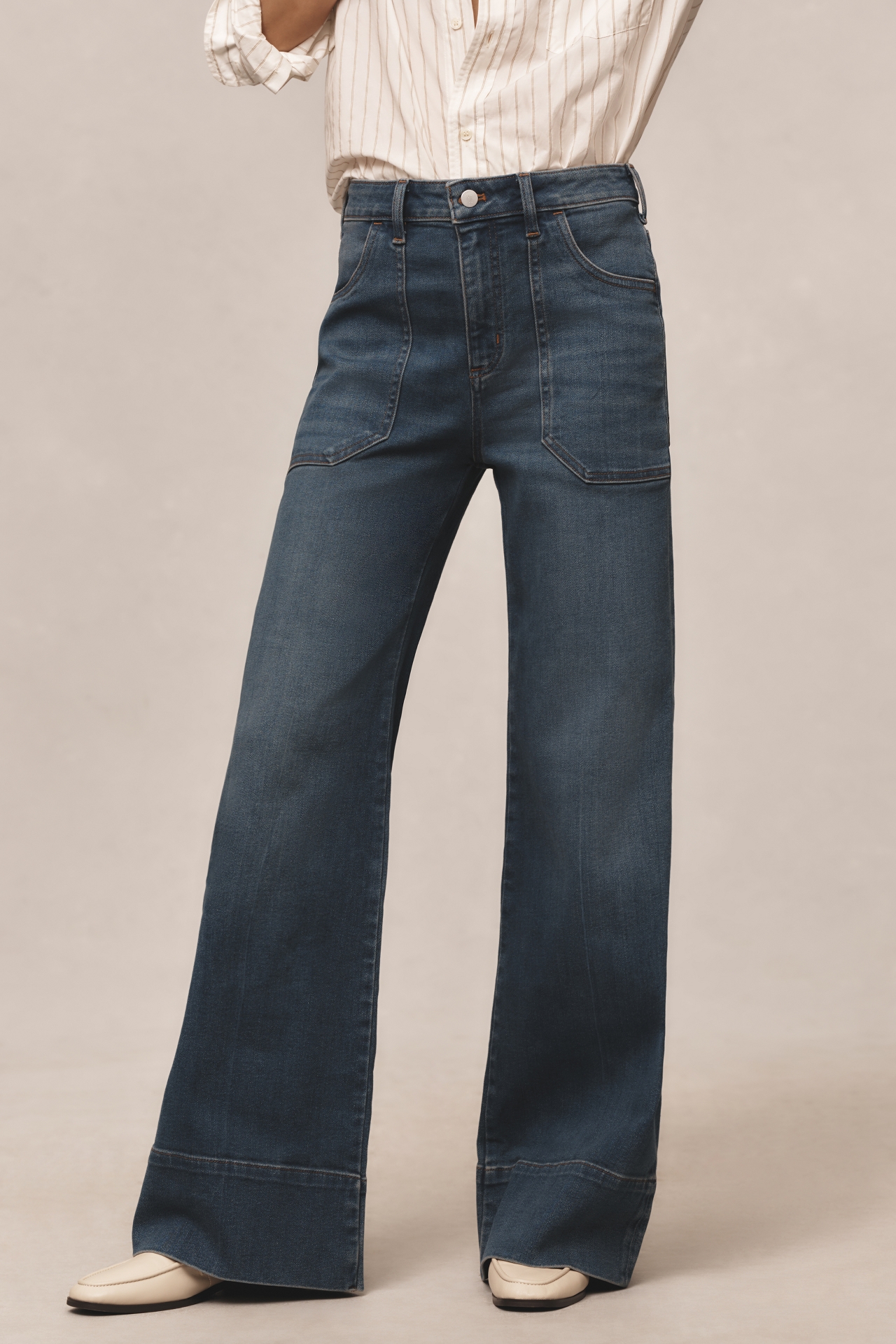 The Rylan Relaxed High-Rise Flare Jeans by Pilcro