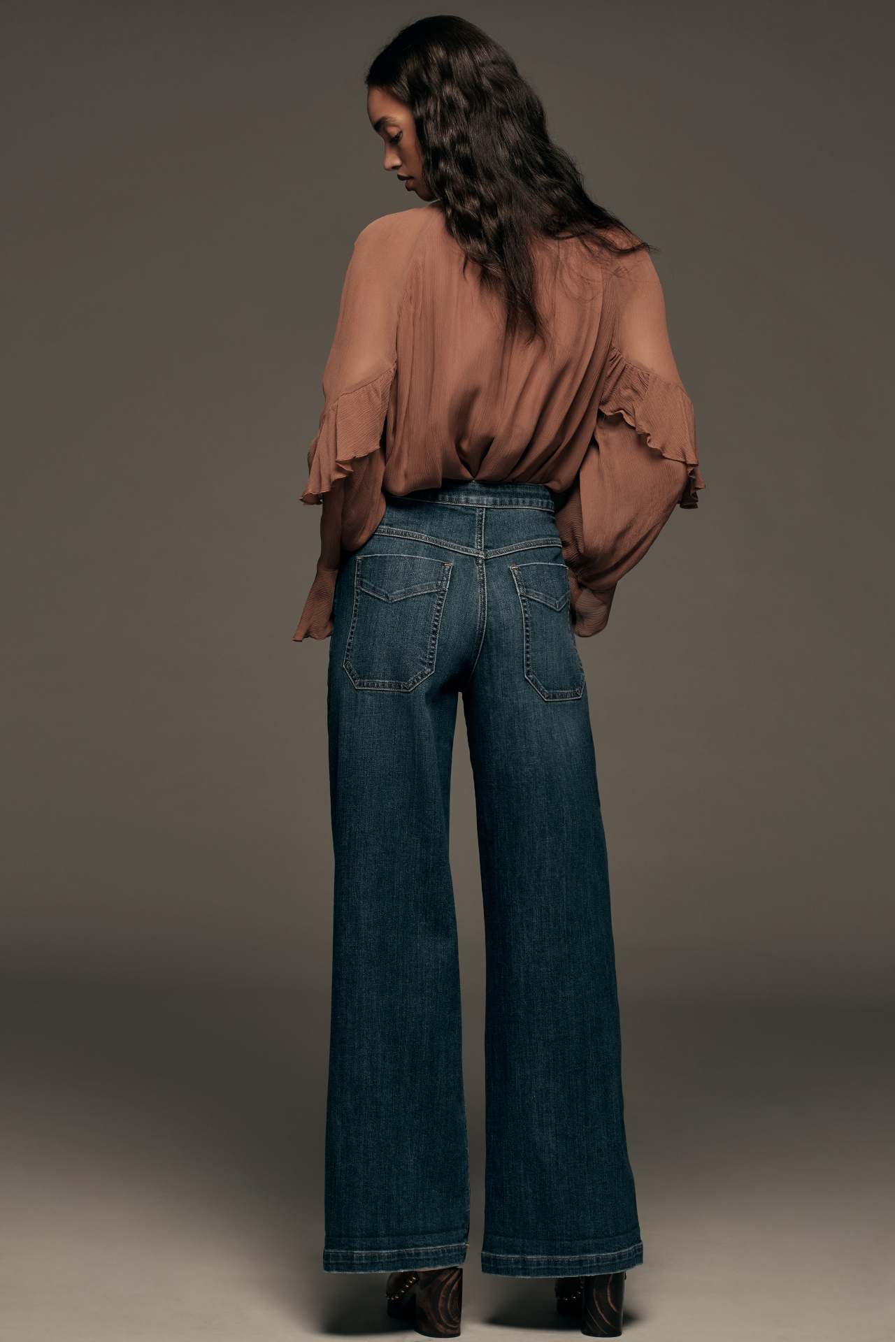 Pilcro Full Pleated High-Rise Wide-Leg Jeans