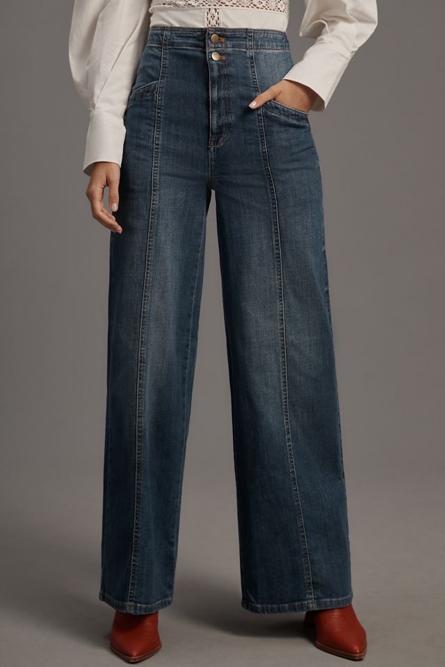 Pilcro Corset Seamed High-Rise Wide-Leg Jeans #1