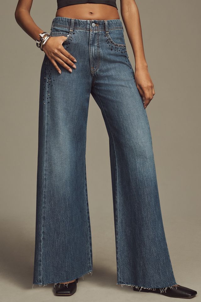 The Adi Mid-Rise Frayed Relaxed Flare Jeans by Pilcro: Decorated Edition #1