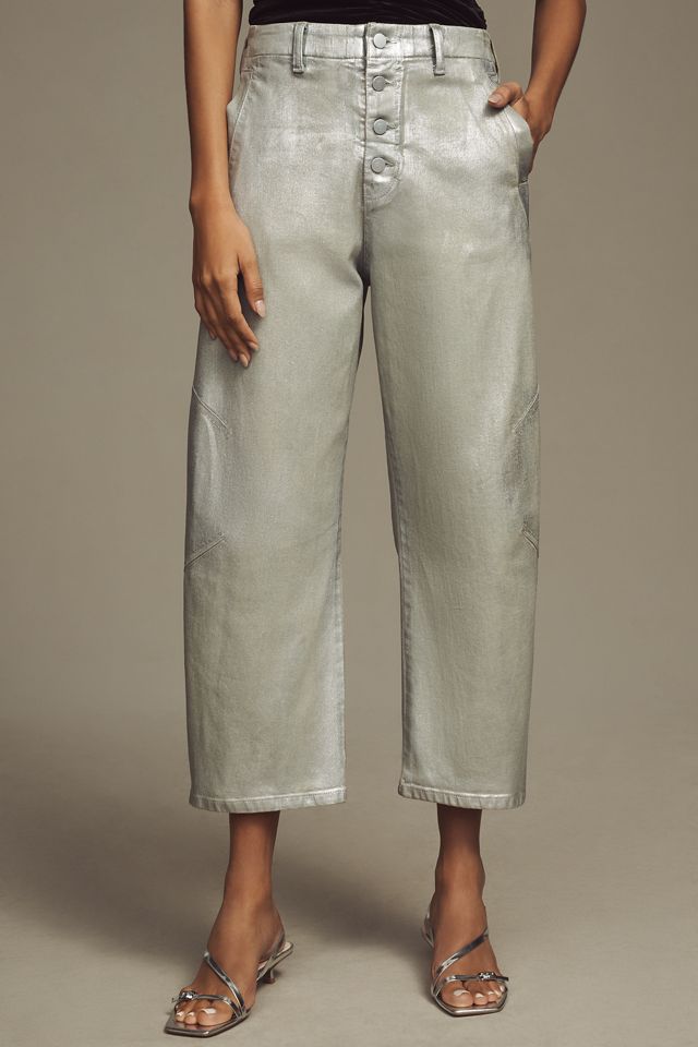 The Arin Mid-Rise Button-Front Barrel Jeans by Pilcro: Coated Edition #2