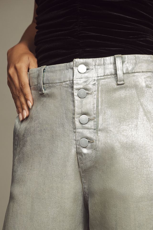 The Arin Mid-Rise Button-Front Barrel Jeans by Pilcro: Coated Edition #3