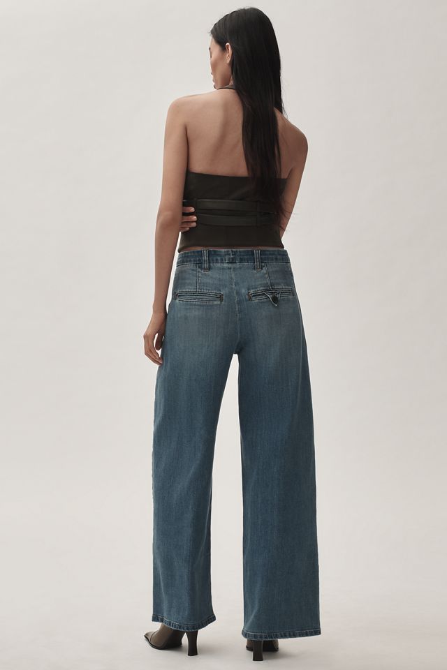 Pilcro Pleated High-Rise Wide-Leg Trouser Jeans | Anthropologie