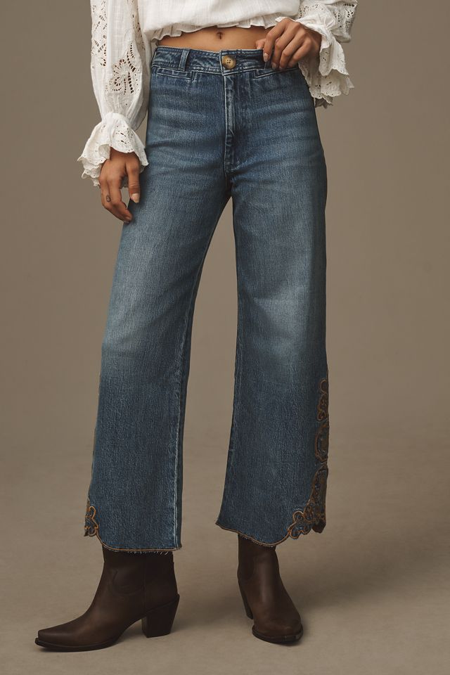 The Ettie High-Rise Crop Jeans: Embroidered Hem Edition #1