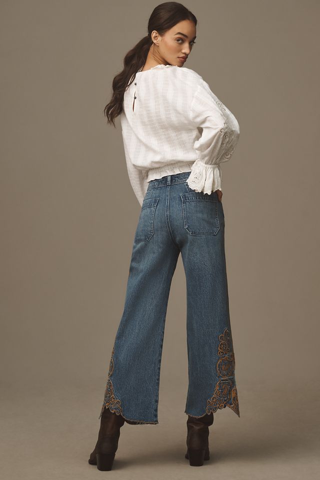 The Ettie High-Rise Crop Jeans: Embroidered Hem Edition #2