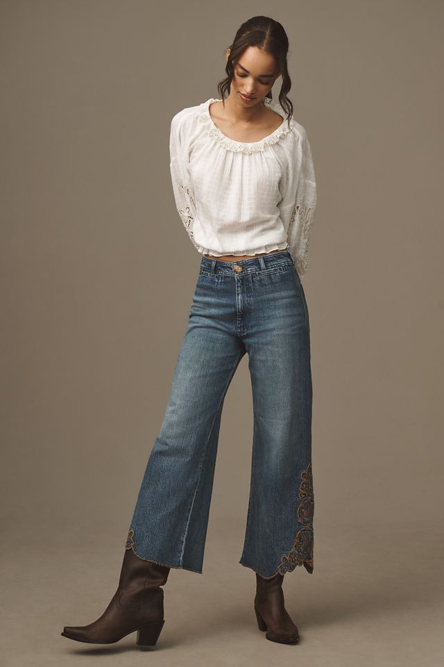 The Ettie High-Rise Crop Jeans: Embroidered Hem Edition #3