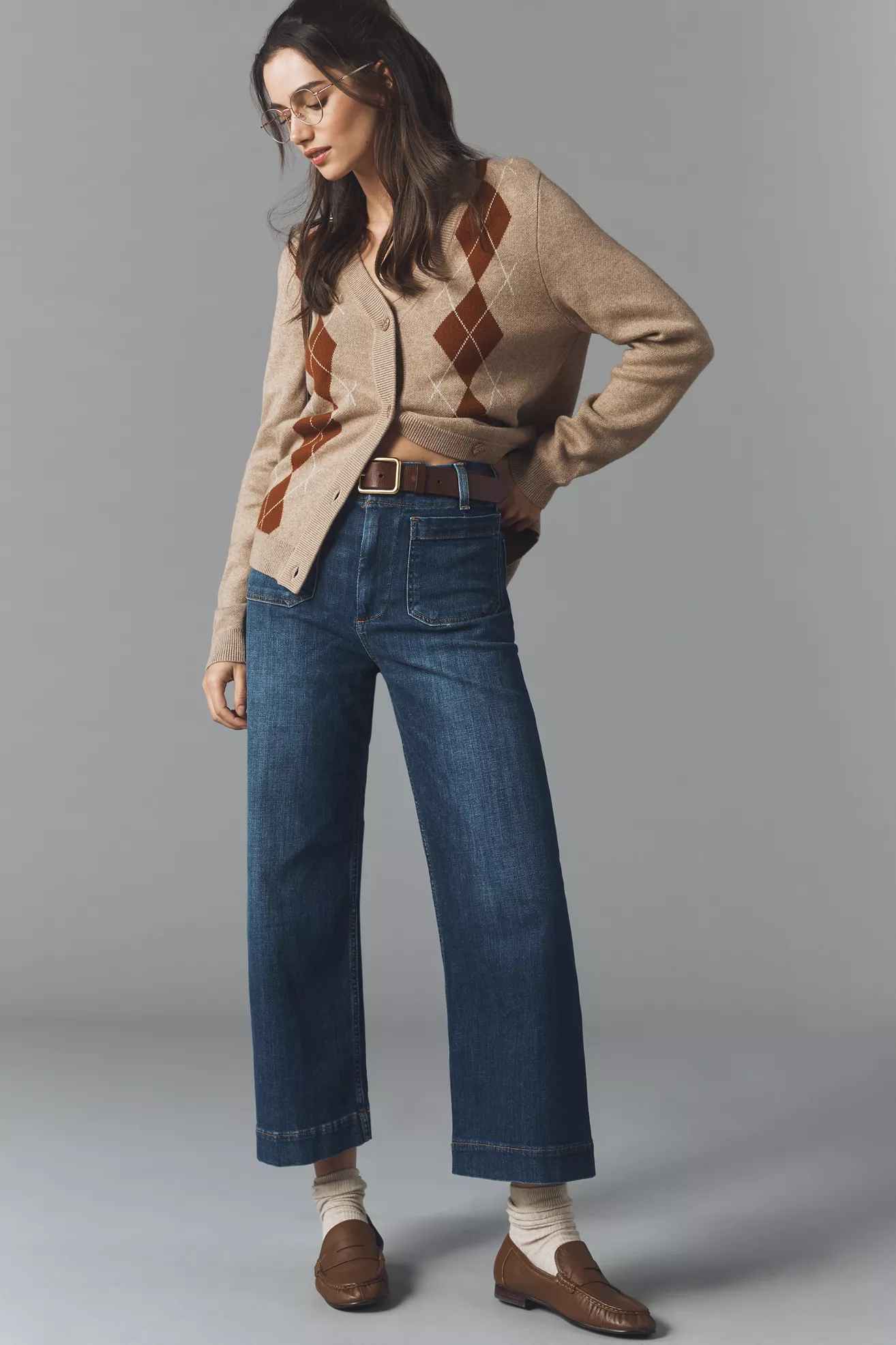 Maeve Colette High-Rise Wide-Leg Cropped Jeans