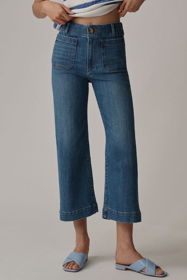 The Colette Denim High-Rise Cropped Wide-Leg Jeans by Maeve