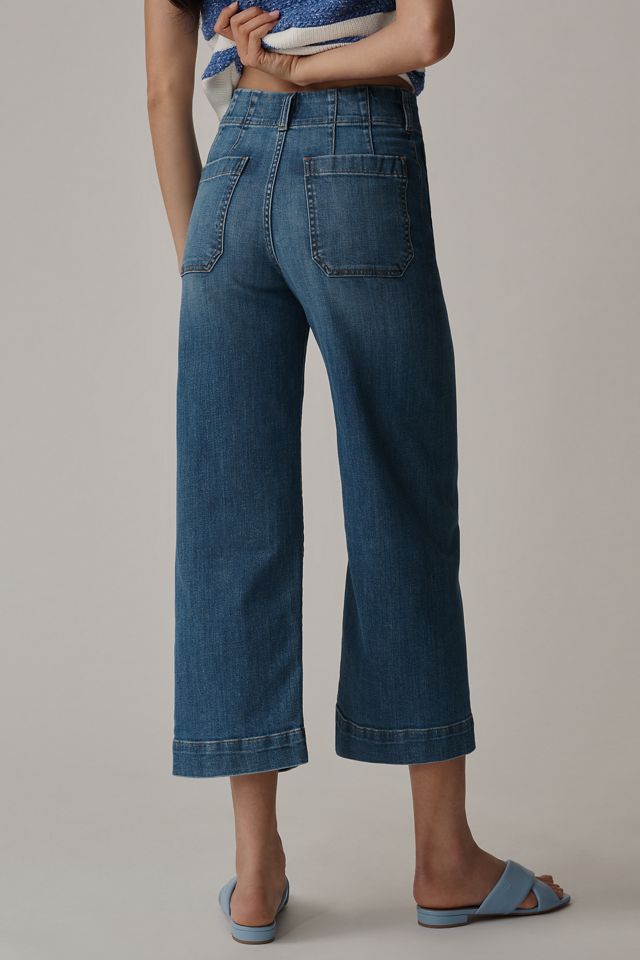 The Colette Denim High-Rise Cropped Wide-Leg Jeans by Maeve