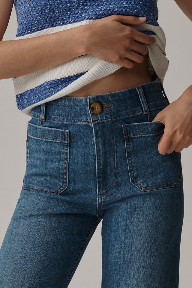 The Colette Denim High-Rise Cropped Wide-Leg Jeans by Maeve