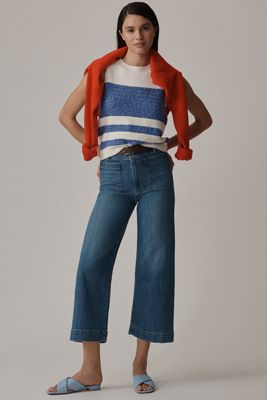 The Colette Denim High-Rise Cropped Wide-Leg Jeans by Maeve