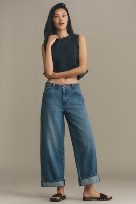 Pilcro Pleated Palazzo Mid-Rise Wide-Leg Jeans