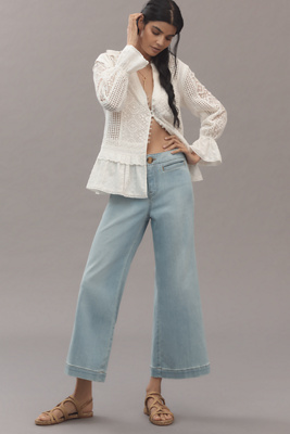 PILCRO RAINBOW HIGH-RISE CROP-FLARE JEANS 