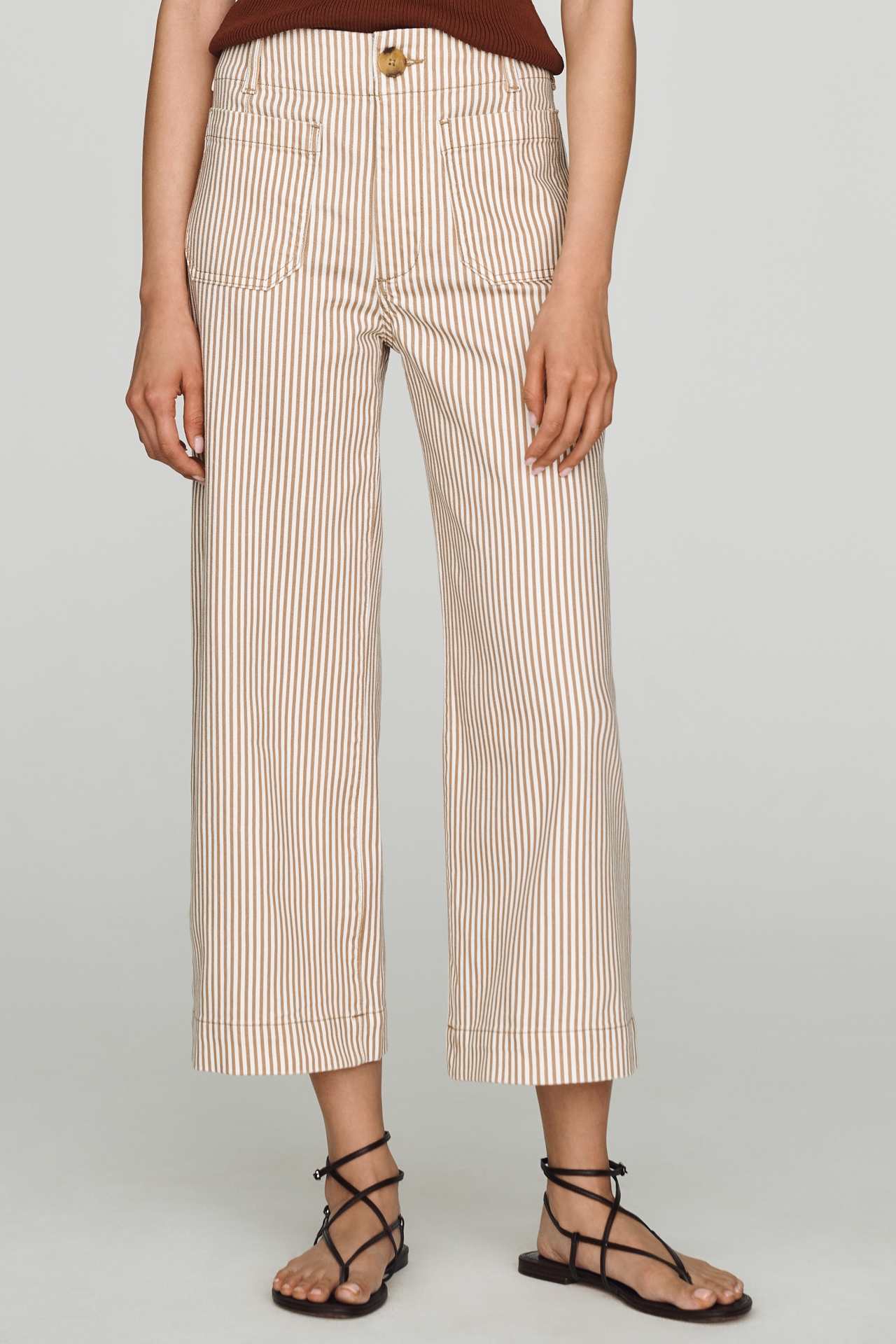 Colette Striped Crop Wide-Leg Jeans by Maeve