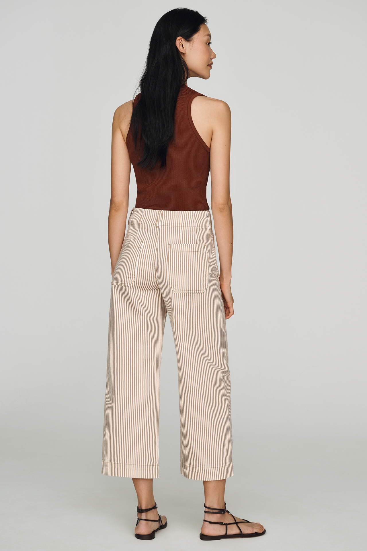 Colette Striped Crop Wide-Leg Jeans by Maeve