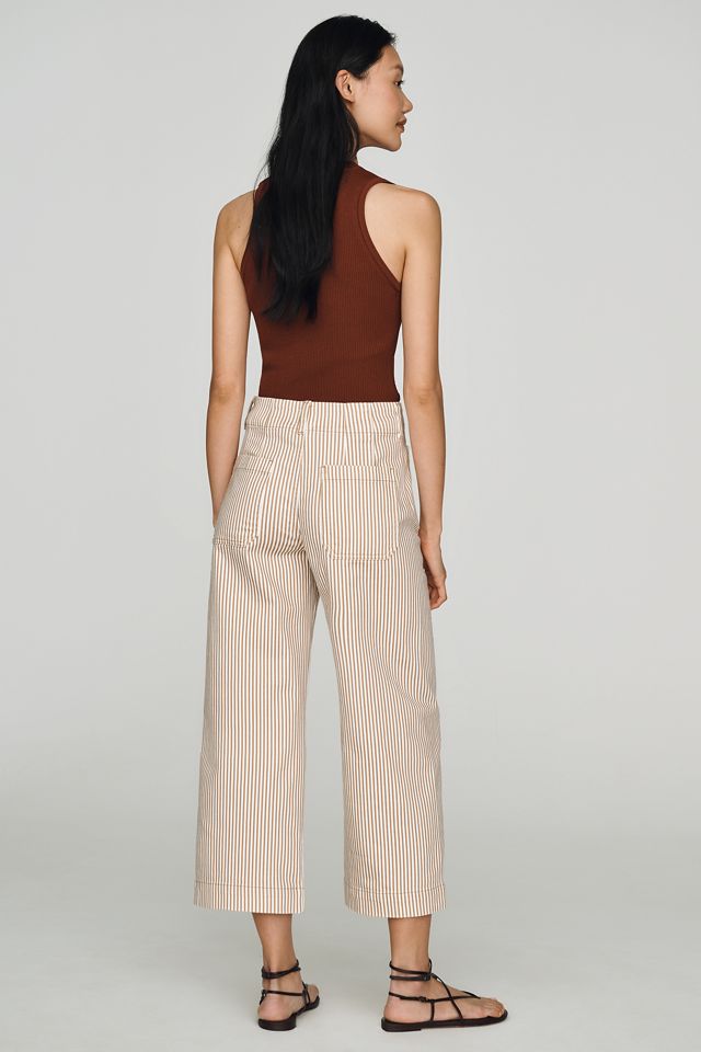 Maeve Colette Striped High-Rise Wide-Leg Cropped #2