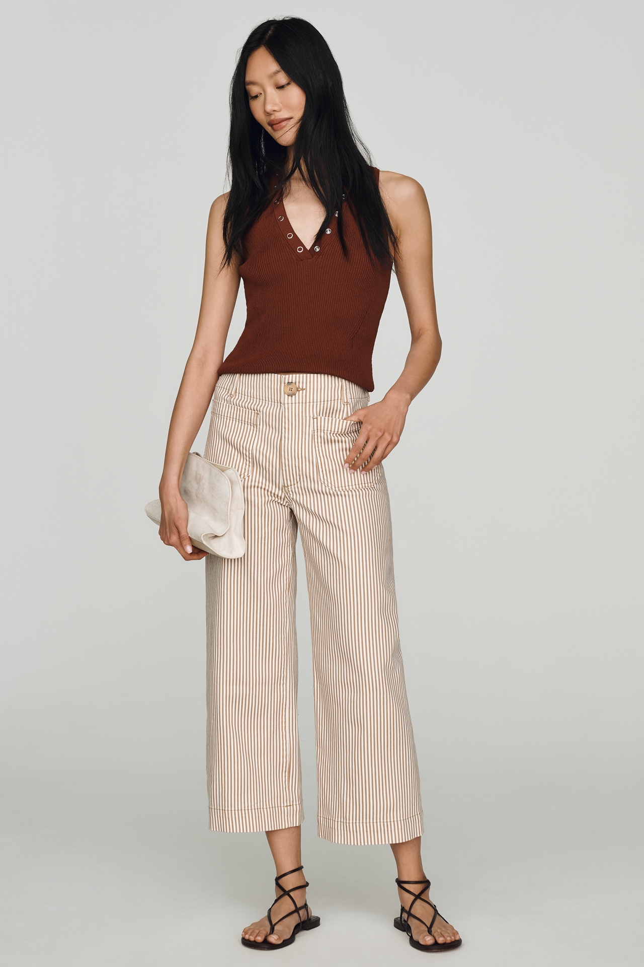 Colette Striped Crop Wide-Leg Jeans by Maeve