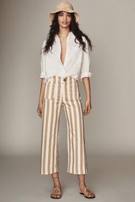 Le Pantalon Large Raccourci Colette par Maeve : Édition Rayée